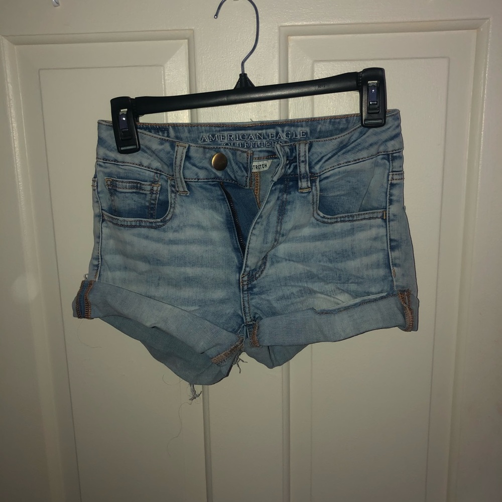 AE Light Wash Jean Shorts